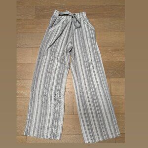 Sienna Sky Linen Pants (Black, White Striped) - Size XS